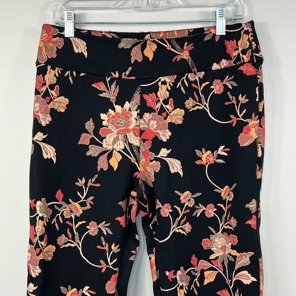 Soft Surroundings Straight Leg Ankle Floral Pull On Pants Size PM Black - Picture 3 of 11